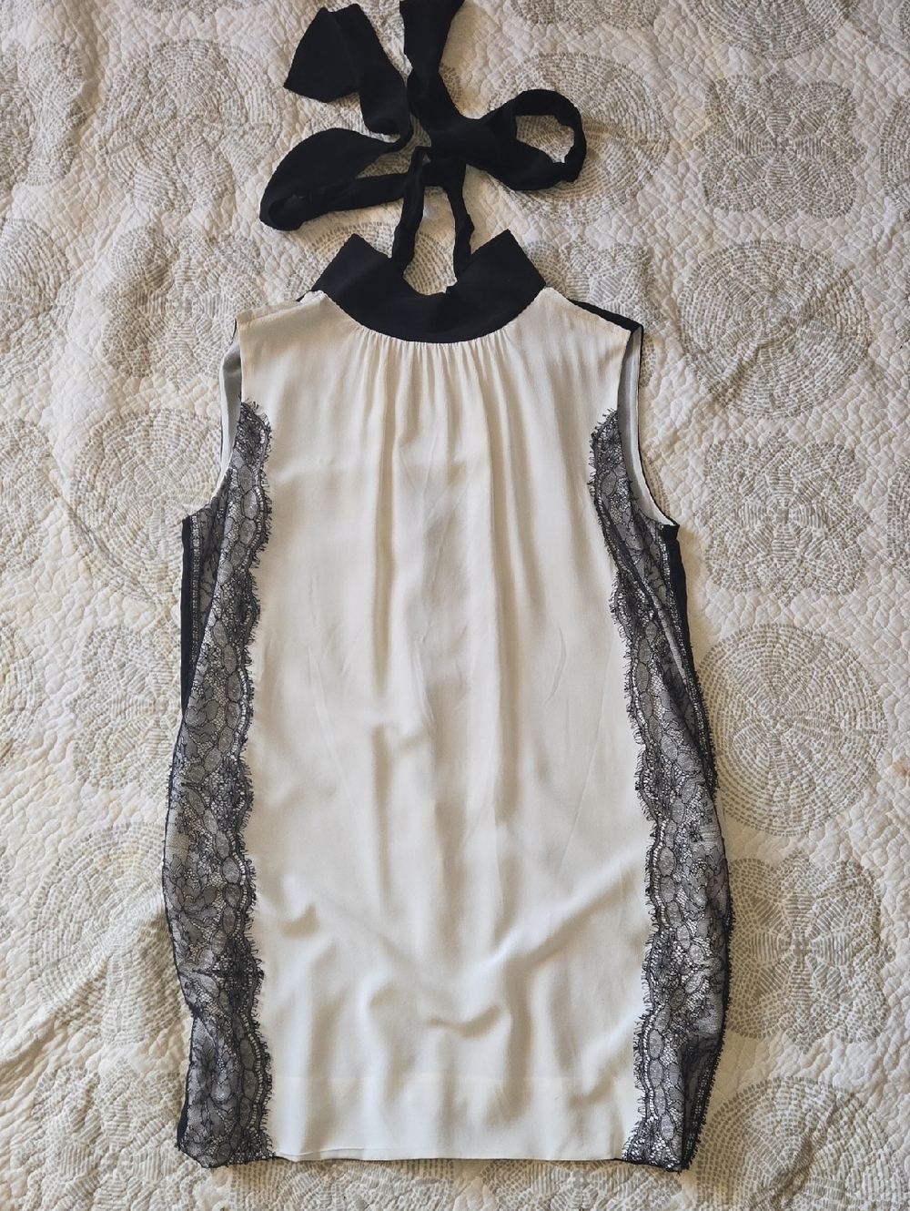 Dolce & Gabbana White Dress with Black Lace Trim